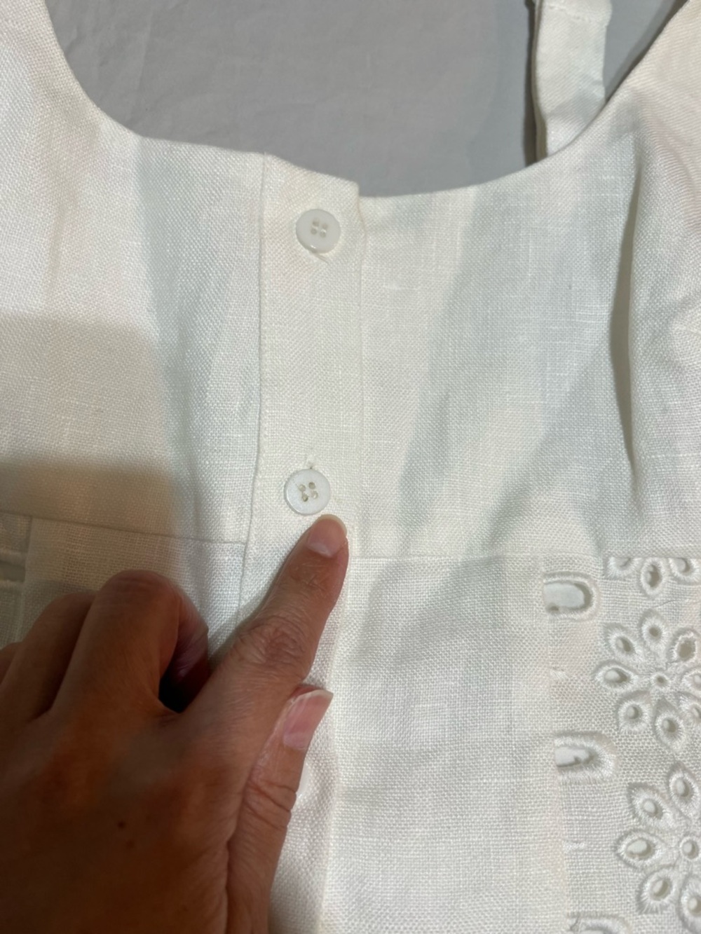 REISS Clarice Petite White Linen Eyelet Button Down Midi Dress Sz 4P Coastal - Picture 13 of 15